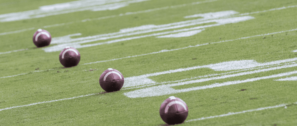 Footballs on a field