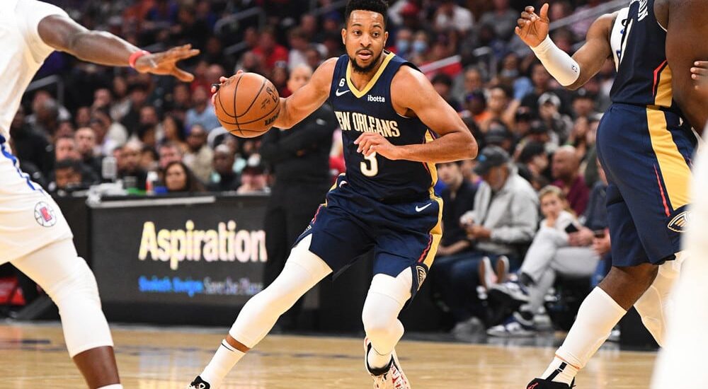 CJ McCollum of Pelicans attempts to hit NBA parlay picks today